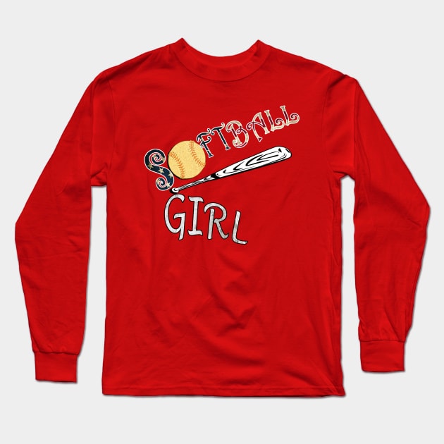 Softball Girl Shirt for Girls & Women Gifts Long Sleeve T-Shirt by tamdevo1